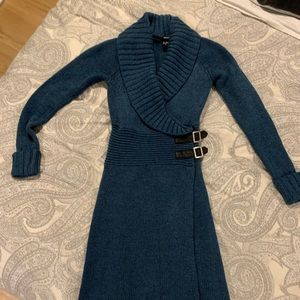 Blue large collar Sweater Dress